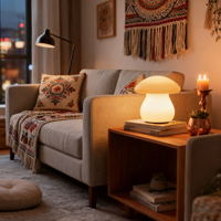Lampe de jardin moderne et simple, étanche IP65, écologique, ovale, en forme de champignon, avec lumières féériques, changement de couleur RVB, télécommande, plastique DC
