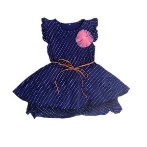 Vêtements pour enfants de style coréen en gros, robe sans manches à pois mignonne avec ceinture à nœud pour les petites filles, en provenance de Chine - Product Image 1