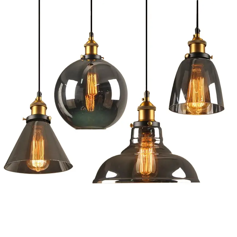 Creative Retro Ceiling Chandelier Lamp for Home Bar Vintage Glass Pendant Light Fixtures