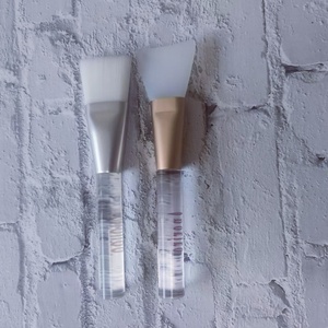 Pinceau plat en silicone transparent avec manche vertical en plastique, outil de beauté pour le maquillage du visage - Product Image 4