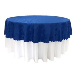 Polyester Fabric Damask Jacquard Tablecloth Overlay For Wedding Party