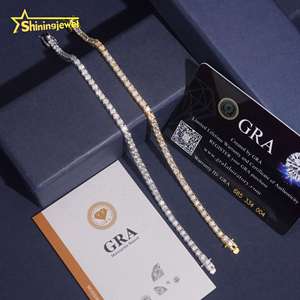 Бижутерия из США, 3 мм, браслет из муассанита, Теннисный Браслет круглой огранки, серебряный браслет с бриллиантами в стиле хип-хоп, 925 - Product Image 5