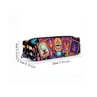 Trousse à crayons en tissu imprimé cartes de tarot pour garçons et filles - Meilleur cadeau, design de dessin animé 2D, fournitures scolaires