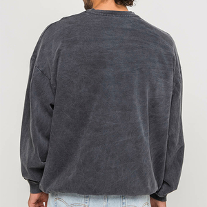 Sweat à capuche surdimensionné 100% coton pour homme haut de gamme Vintage Washed Black Streetwear Custom Grey Embroidery Fall New Collection Print - Product Image 3