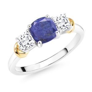 Anillo antiguo de lapislázuli Coral de forma cuadrada para boda o fiesta chapado en rodio inspirado en Vampire Diaries - Product Image 6