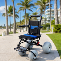 Fauteuil roulant tout-terrain pour la plage, roues larges à pneus gonflables, pliable, léger, 4 roues, pour le sable et le bord de mer