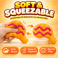 Jouet Squishy en PU en forme de cuisse de poulet, jouet à presser en forme d'aliment, jouet sensoriel anti-stress, vente en gros