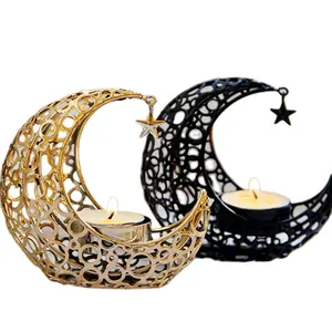 Suporte de vela ywbeyond de metal, suporte de velas para aromaterapia muscular islâmica eid mubarak, castiçal