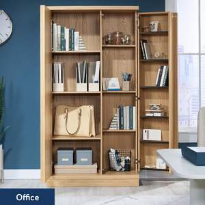 Gabinete de almacenamiento ajustable de <span class=keywords><strong>madera</strong></span> maciza grande moderno con acabado de ceniza Harmony, mecanismo de puerta con bisagra, armarios para el hogar, dormitorio, sala de estar - Product Image 4