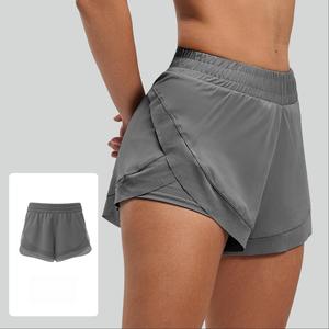 New Arrival Solid Elastic Waist 2 1 Running <b>Shorts</b> Quick Dry Breathable Split Curved Hem Inner Liner <b>Women</b> Tennis Hiking Fitness - Product Image 6
