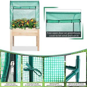 Lit de jardinage surélevé <span class=keywords><strong>en</strong></span> <span class=keywords><strong>bois</strong></span> 36L x 24W x 66H avec couverture de maison verte <span class=keywords><strong>Pots</strong></span> de fleurs et jardinières - Product Image 4