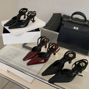 Spring and Summer New European American Style Fine <b>Heel</b> Pointed Leather Simple Fashionable High-heeled Women's Shoes - Product Image 2