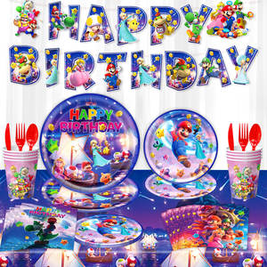 Ensemble de vaisselle jetable sur le thème du jeu Cartoon Galaxy pour fête d'anniversaire, assiettes en papier, décorations de fête pour enfants - Product Image 3