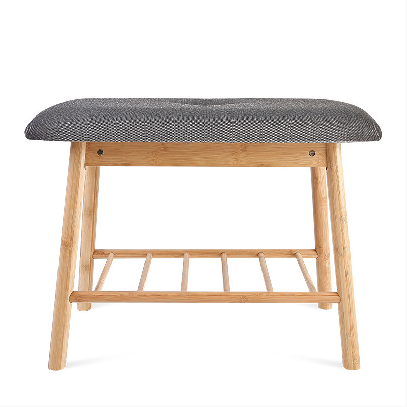 Бамбуковая скамейка для обуви, Высококачественная бамбуковая стойка для обуви, органайзер с подушкой