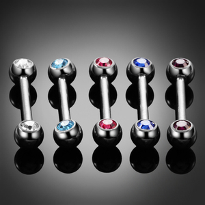 G23 de cristal de titanio de Gema anillo de lengua Piercings internamente roscado Sexy Mamilo Piercings lengua barra Piercings joyería de las mujeres - Product Image 6