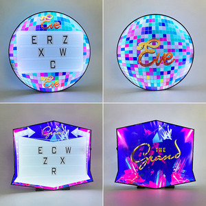 Letrero LED Circular Luminoso, Letrero de Acrílico Art Deco, Letras LED RGB Recargables y Coloridas con Control Remoto, Letrero para Exhibición en el Hogar - Product Image 4