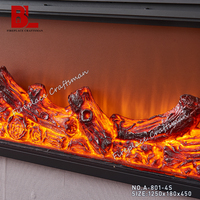 Flammes modernes 3d vraie flamme bûches décoratives intégrées dans insertion de cheminée chauffage de cheminée mural