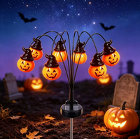 Lampu Taman Labu Surya Halloween, Lampu Jalur Surya Tahan Air untuk Dekorasi Halaman Rumput dan Pesta Liburan