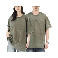 T-shirt tricoté unisexe surdimensionné vintage délavé à l'acide, en coton slub 100%, avec imprimé graphique vieilli et design déchiré, vente en gros personnalisée