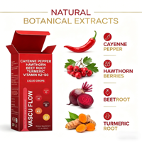 Complément alimentaire certifié GMP Vascu Flow Liquid Drops 60 ml, extrait de piment de Cayenne, hawthorne, curcuma, pour une circulation saine
