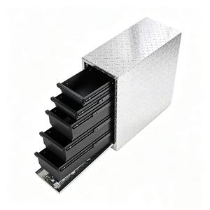 Armoire à outils en aluminium à plaque diamantée, 5 tiroirs, boîte de rangement verrouillable pour l'organisation des outils de garage - Product Image 1