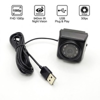 Mini Cámara USB UVC con Visión Nocturna, 1080P, IP65 Impermeable, 10 Leds IR de 940nm, para Autos, Flotas de Vehículos y Nidos de Aves