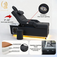 Chuque Lit de massage électrique multifonctionnel moderne pour salon, spa, massage thaïlandais, podologie, beauté et shampoing, avec revêtement en cuir PU et design portable