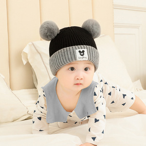 Automne et hiver bébé bonnet tricoté Double couche 1-3 ans chapeau pour enfants garçons et filles chapeau tricoté - Product Image 4
