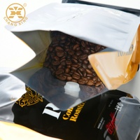 Sacs à café personnalisés en usine chinoise, 1 kg, 500 g, 250 g, 1 lb, avec fond plat carré, en aluminium, avec valve et fermeture éclair