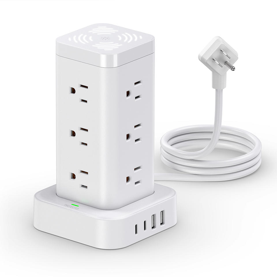 12-Outlet Power Strip with USB Charging Flexible Night Light Home Multi ...