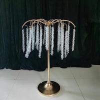 Support en métal doré JIN PENG avec perles en cristal acrylique pour centre de table de mariage, décoration d'événements