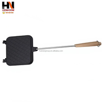 Machine à pain portable et appareil de cuisson pour sandwichs avec gril à fromage double face détachable, poignée en bois et fonction de tosting pour le camping