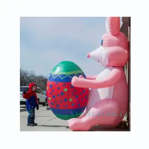 复活节装饰巨型充气兔子与复活节彩蛋户外装饰