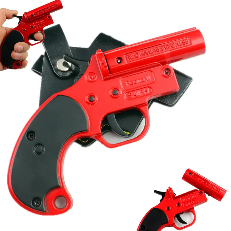 Groothandel Rode Kleur Mini Speelgoed Flare Gun Metal Gun Model Speelgoed Licht Voor Kinderen