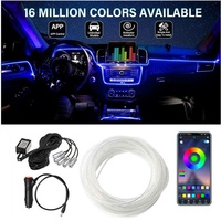 Nouvelle éclairage d'ambiance RGB pour voiture, lampe intérieure synchronisée à la musique, fibre optique USB, lumière froide, contrôlée par application, un à six