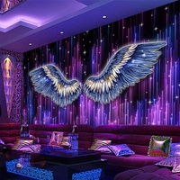 Art Mural Personnalisable pour Bar Tendance et KTV avec Lumières Simulant des Boîtes de Couloir, Décoration Murale pour Boîtes de Nuit et Papier Peint Karaoké