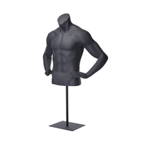 Mannequin Torse Masculin Premium NI-6, Mannequin Demi-Corps Musclé en Fibre de Verre pour Vitrine de Magasin de Vêtements de Sport