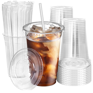 Gobelets en plastique PET jetables avec couvercle 14oz 16oz 18oz 24oz Gobelet à café glacé Transparent Vente en gros personnalisée - Product Image 1