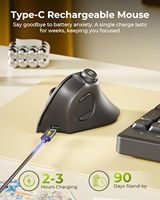 Seenda MOU-302 Mouse Nirkabel Vertikal Ergonomis Dapat Diisi Ulang, Mouse Senyap, Dapat Disesuaikan 1000/1600/2400 DPI, Mouse untuk Laptop Kantor
