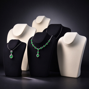 Busto de terciopelo negro para exhibición de joyas, maniquí de pie para collares y colgantes, para mostrador de escaparate - Product Image 2