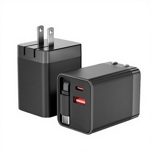Cargador de Pared de 65W, Adaptador de Carga Rápida PD con Puertos USB C Dobles, Cable Tipo-C Retráctil, Cargadores GAN de 65W - Product Image 2