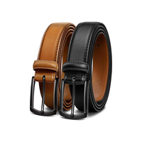 Ceinture pour homme en cuir véritable décontractée de 4.45 cm à boucle ardillon classique personnalisable Ensemble deux pièces