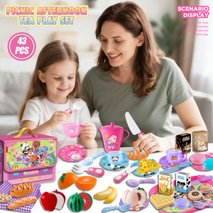 Juego <span class=keywords><strong>de</strong></span> simulación <span class=keywords><strong>de</strong></span> té <span class=keywords><strong>de</strong></span> la tarde con animales <span class=keywords><strong>de</strong></span> dibujos animados para niños - Cocina <span class=keywords><strong>de</strong></span> simulación para <span class=keywords><strong>niñas</strong></span>, cubiertos, frutas y postres, caja <span class=keywords><strong>de</strong></span> regalo portátil - Product Image 5