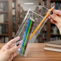 Pochette de rangement moderne en PVC transparent personnalisable avec bouton-pression, sac à cosmétiques, étui à stylos et crayons, sac de papeterie simple – Vente en gros