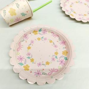 DAMAI Flower <b>Disposable</b> Dinnerware Plates Party <b>Tableware</b> Kids Birthday Pink Tea Party Supplies Flower Shaped Paper Plates Cups - Product Image 3
