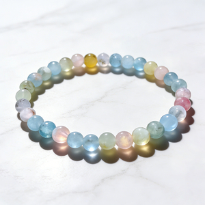 Nueva Pulsera de Morganita Arcoíris Natural, Pulsera Elástica de Piedras Preciosas Multicolores, Pulsera de Cristal Colorida - Product Image 1
