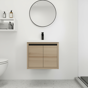 Mueble de Baño con Lavabo de 24 Pulgadas, Montaje en Pared, Puertas con Cierre Suave, Diseño Minimalista para Baños Pequeños - Product Image 2