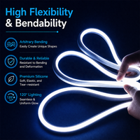 Bande lumineuse LED néon à découpe libre 16x16mm, tube en silicone flexible à éclairage frontal, 140 LED/m pour éclairage décoratif architectural