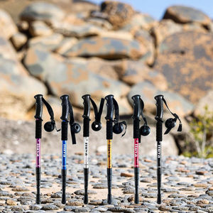 トレッキングポール折りたたみ式ハイキングポールアルミ合金スティックスプリングダンピングシステム付き伸縮式キャンプ用折りたたみ式 - Product Image 2