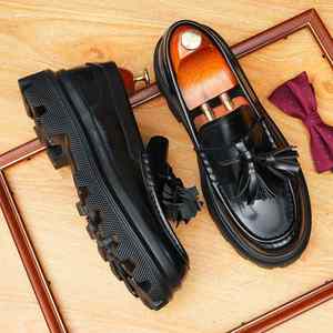 New Leather Business Formal <b>Pointed</b>-<b>toe</b> Engraved Brocade Men's Shoes for Young British Style Men's Leather Shoes - Product Image 6
